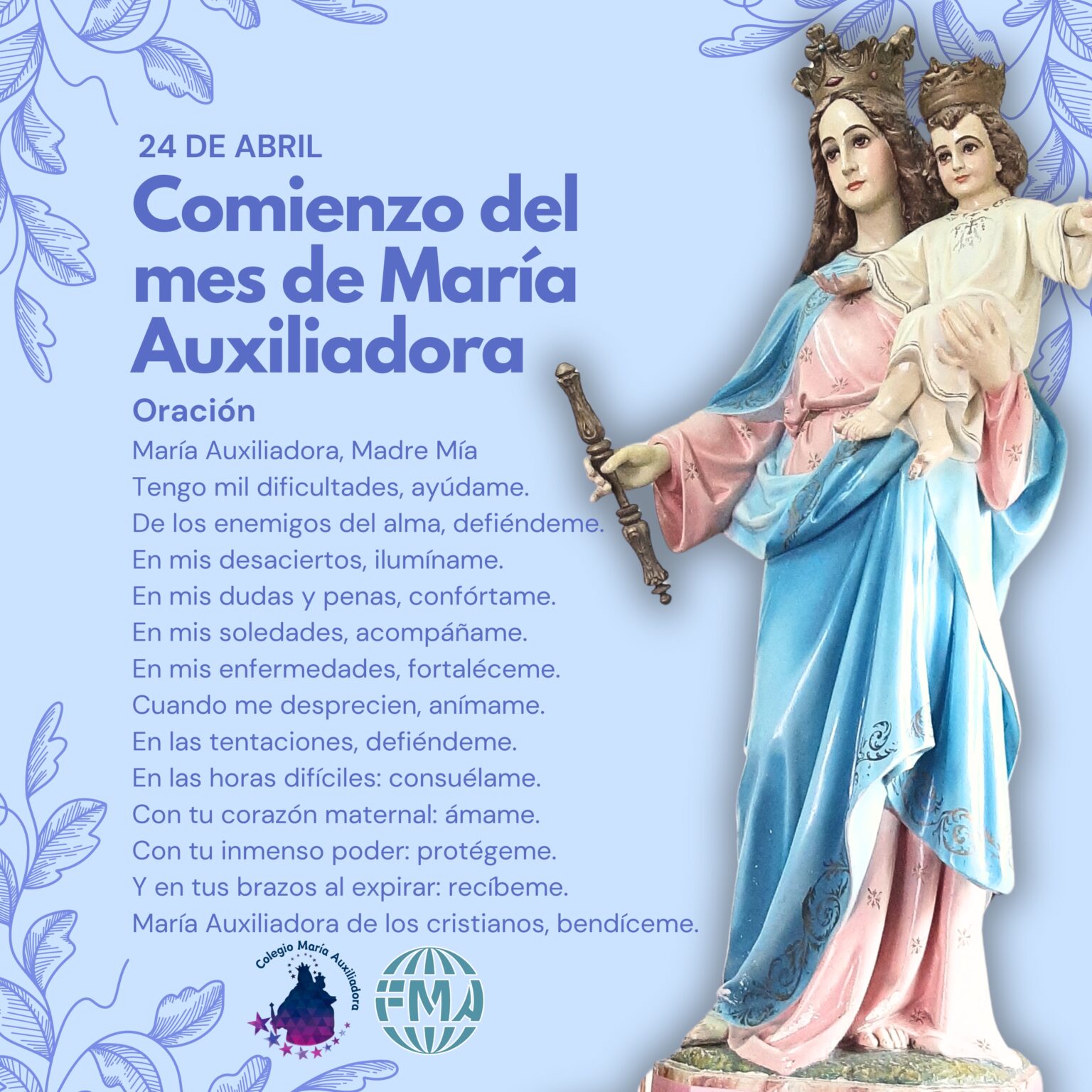 24 De Abril: Comienzo Del Mes De María Auxiliadora | Colegio María ...